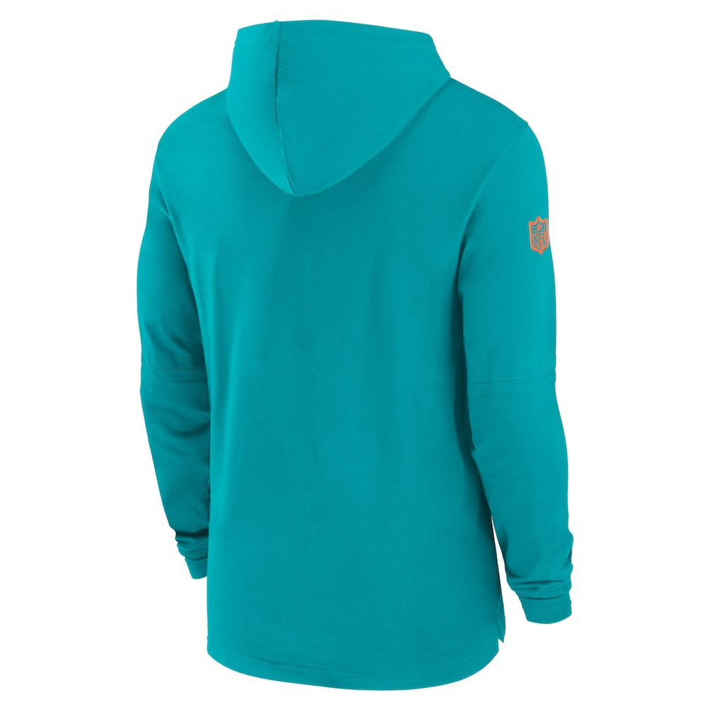 Miami Dolphins 2024/25 Sideline Performance Long Sleeve Hoodie T-Shirt Aqua