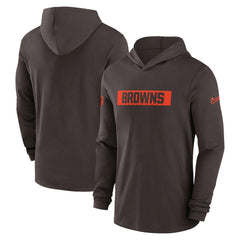 Cleveland Browns 2024/25 Sideline Performance Long Sleeve Hoodie T-Shirt Brown