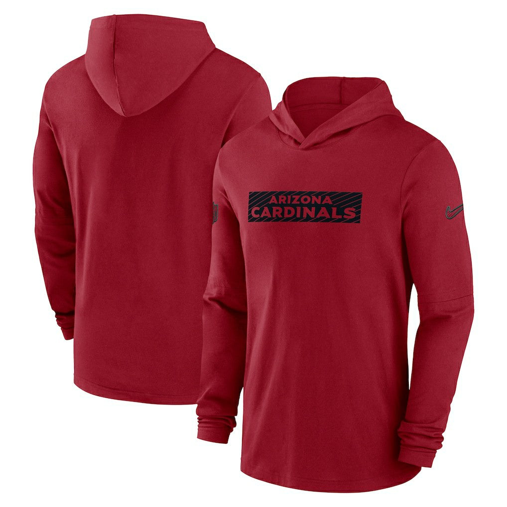 Arizona Cardinals 2024/25 Sideline Performance Long Sleeve Hoodie T-Shirt Cardinal