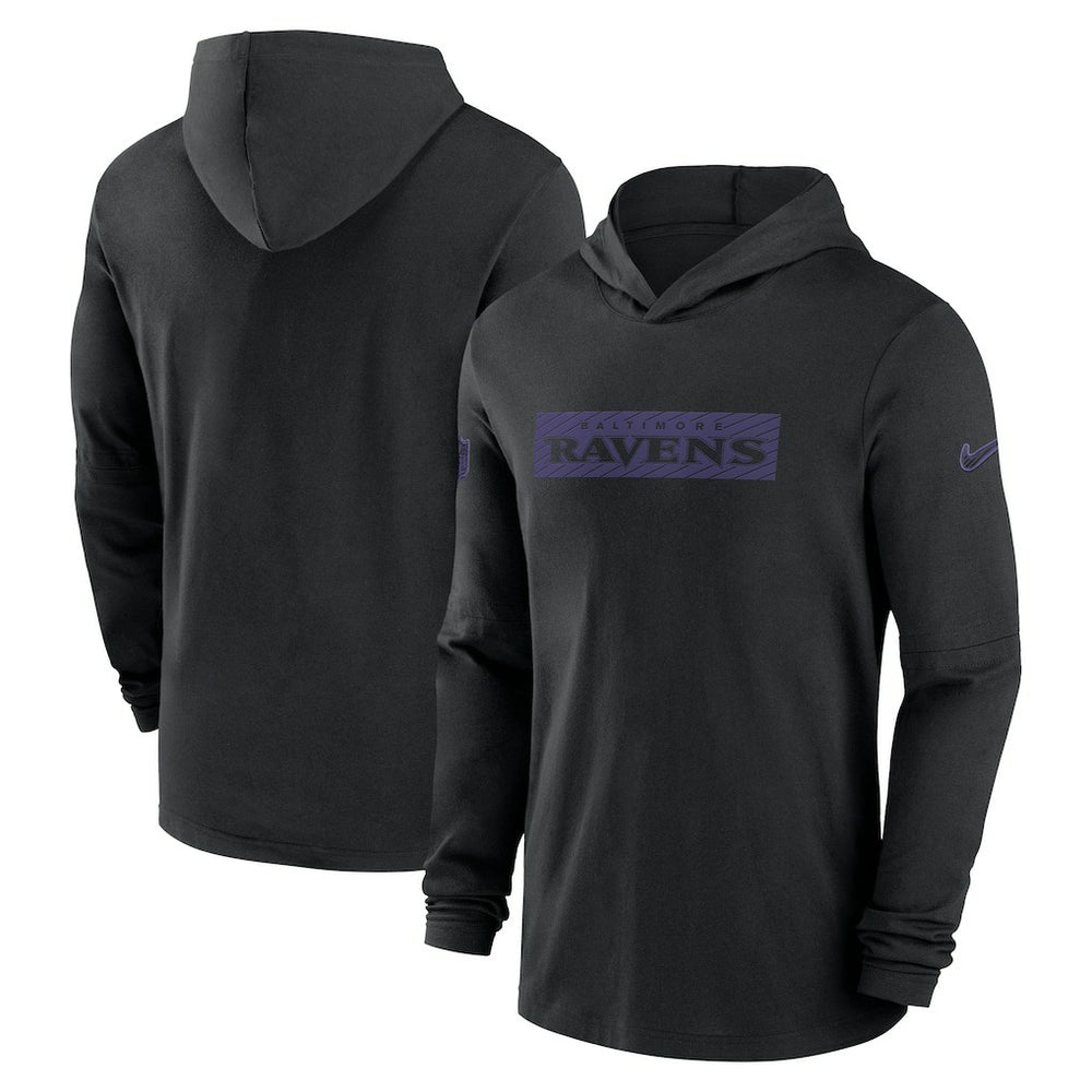 Baltimore Ravens 2024/25 Sideline Performance Long Sleeve Hoodie T-Shirt Black