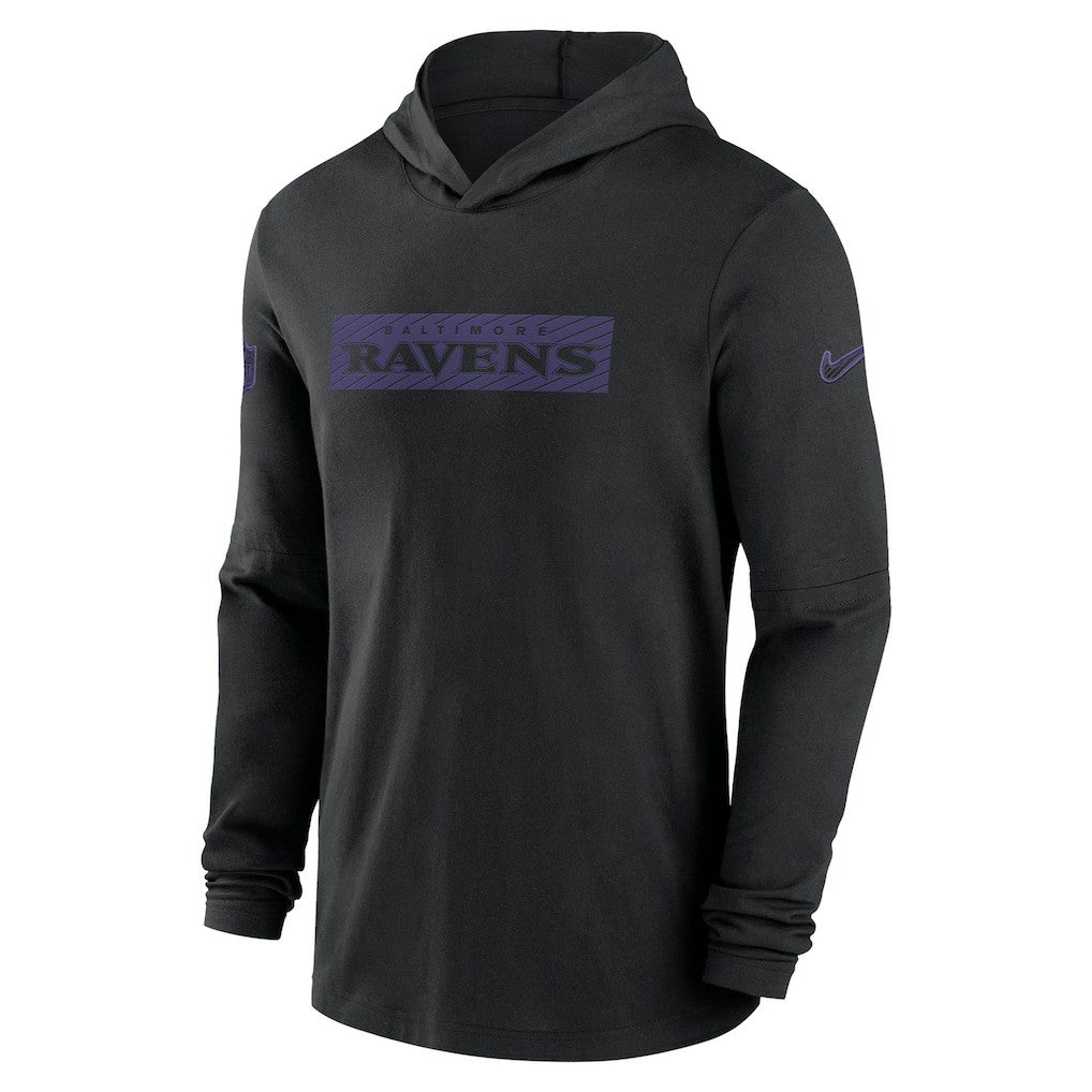 Baltimore Ravens 2024/25 Sideline Performance Long Sleeve Hoodie T-Shirt Black