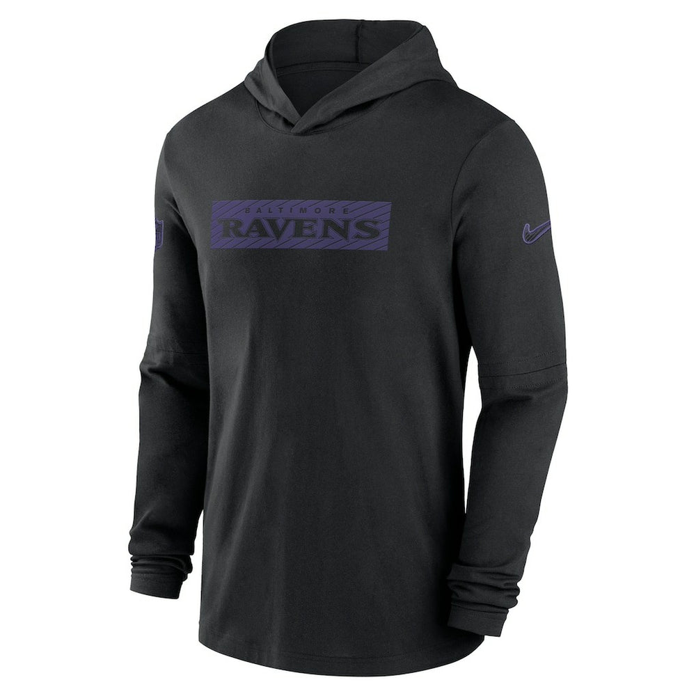 Baltimore Ravens 2024/25 Sideline Performance Long Sleeve Hoodie T-Shirt Black