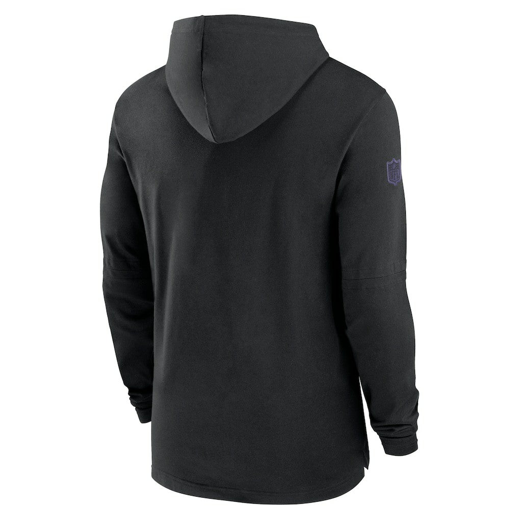 Baltimore Ravens 2024/25 Sideline Performance Long Sleeve Hoodie T-Shirt Black