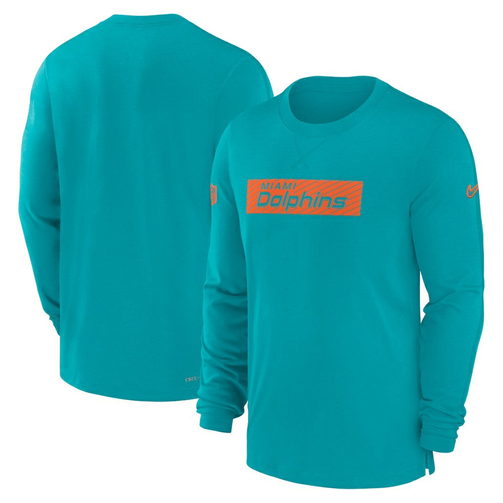 Miami Dolphins Sideline Player Performance Long Sleeve T-Shirt Aqua