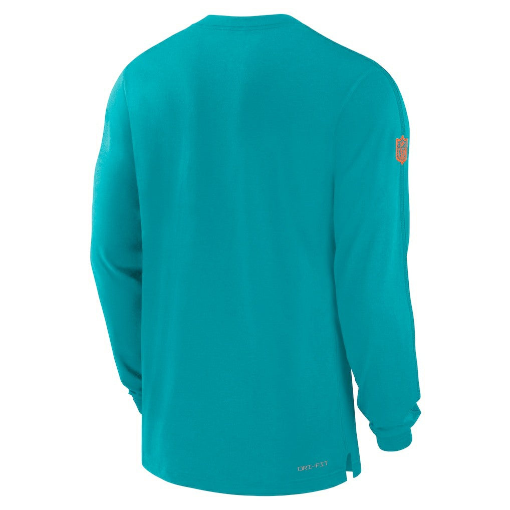 Miami Dolphins Sideline Player Performance Long Sleeve T-Shirt Aqua