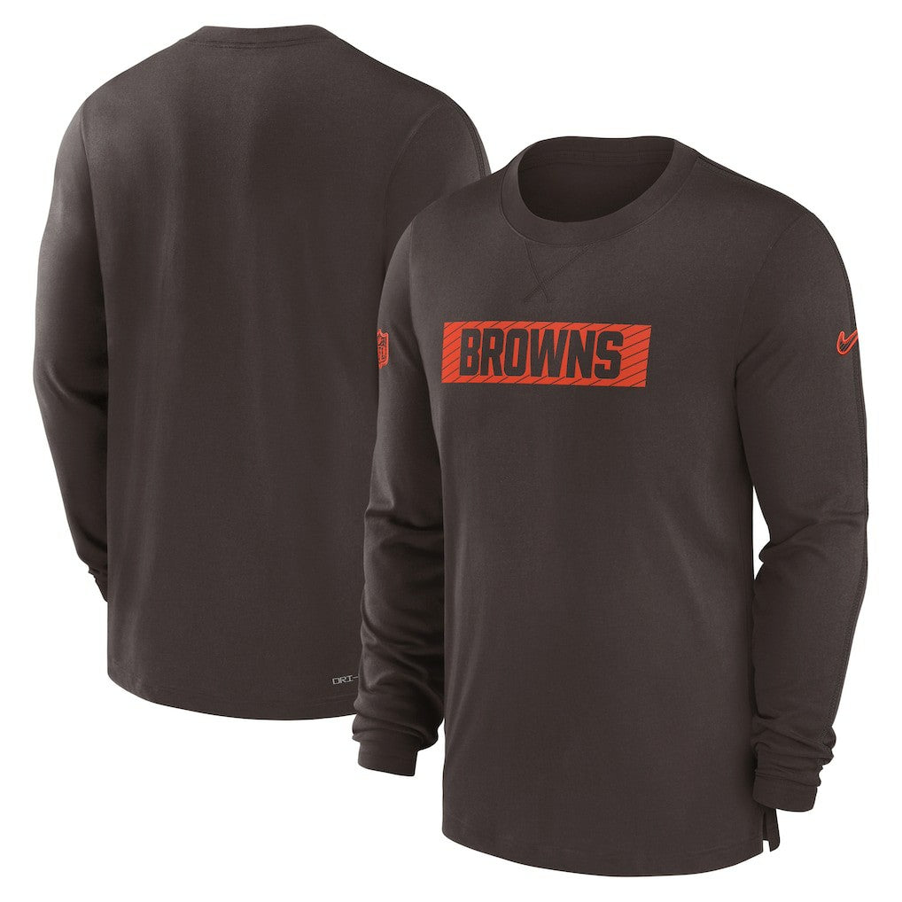 Cleveland Browns Sideline Player Performance Long Sleeve T-Shirt Brown