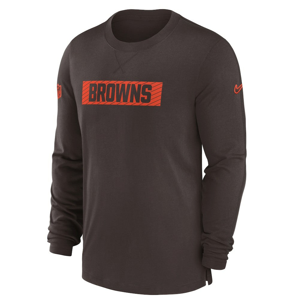 Cleveland Browns Sideline Player Performance Long Sleeve T-Shirt Brown