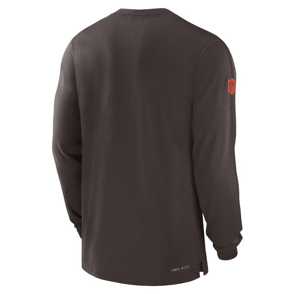 Cleveland Browns Sideline Player Performance Long Sleeve T-Shirt Brown