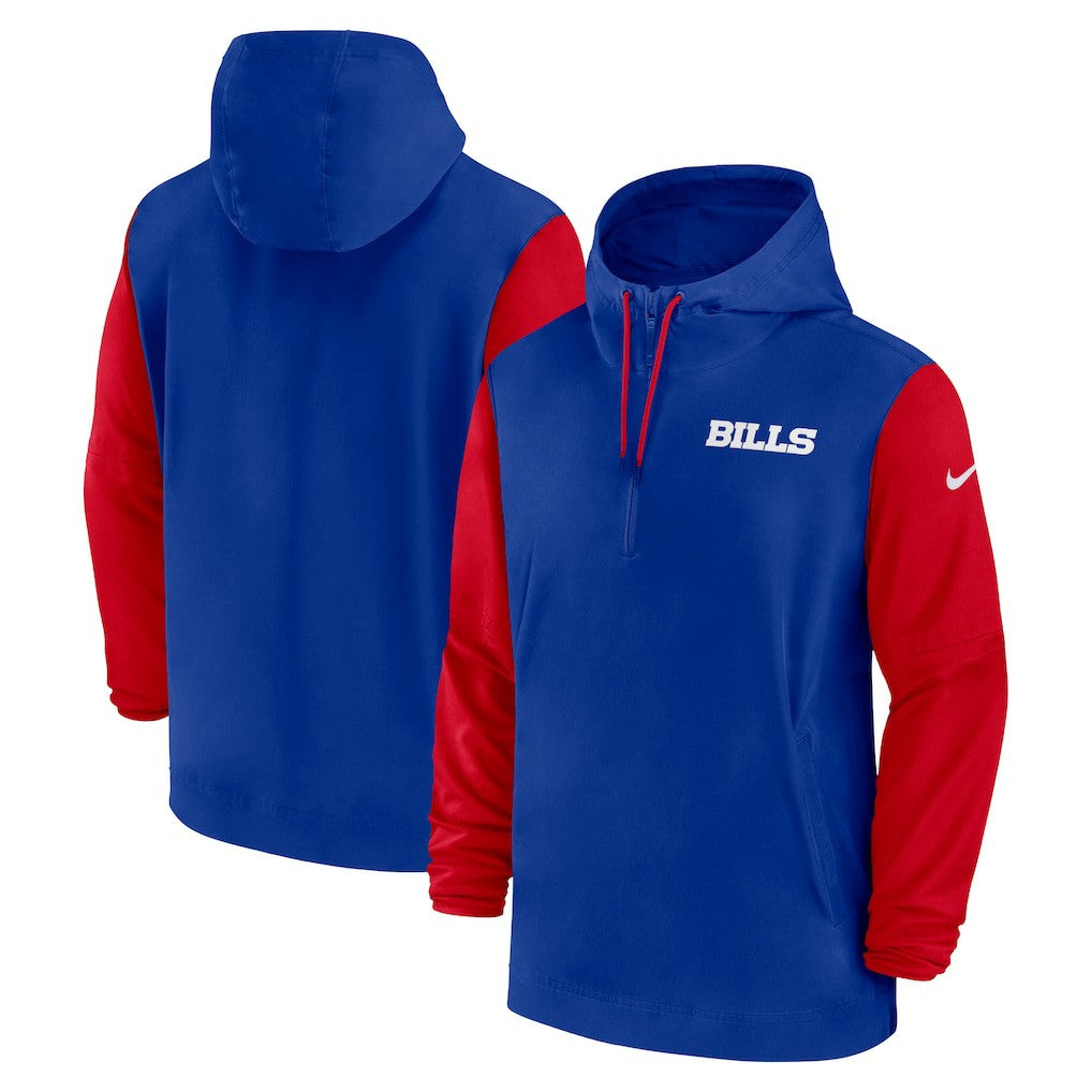 Buffalo Bills 2024/25 Sideline Pre-Game Player 1/2-Zip Hoodie Jacket Royal/Red