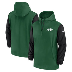 New York Jets 2024/25 Sideline Pre-Game Player 1/2-Zip Hoodie Jacket Green/Black