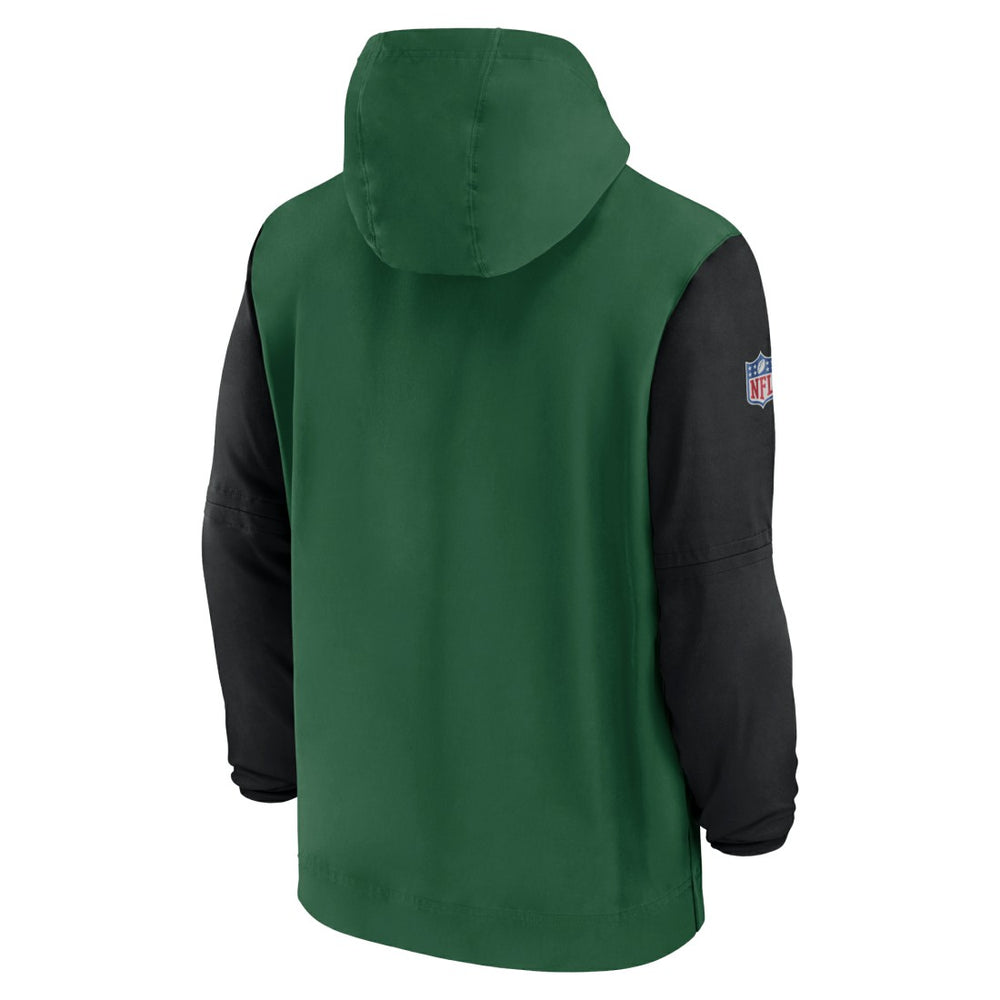 New York Jets 2024/25 Sideline Pre-Game Player 1/2-Zip Hoodie Jacket Green/Black