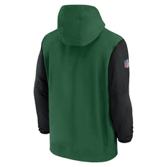 New York Jets 2024/25 Sideline Pre-Game Player 1/2-Zip Hoodie Jacket Green/Black