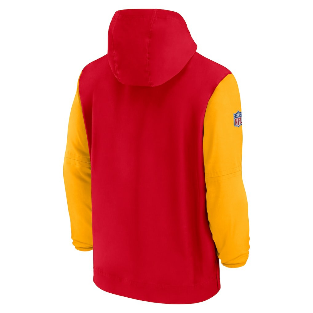 Kansas City Chiefs 2024/25 Sideline Pre-Game Player 1/2-Zip Hoodie Jacket Red/Gold