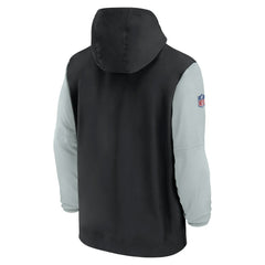Las Vegas Raiders 2024/25 Sideline Pre-Game Player 1/2-Zip Hoodie Jacket Black/Silver