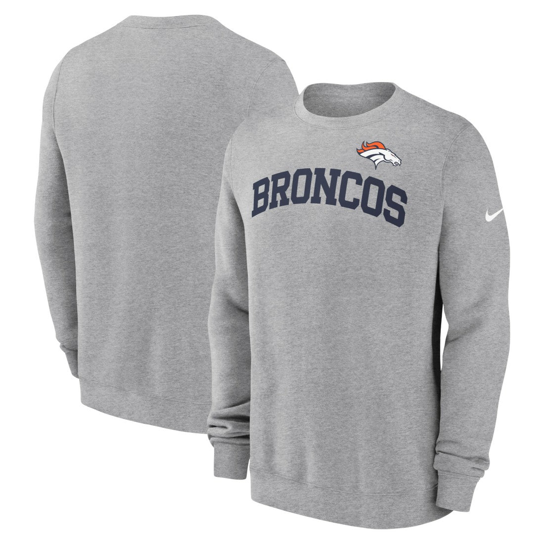 Denver Broncos Club Pullover Sweatshirt Heather Gray