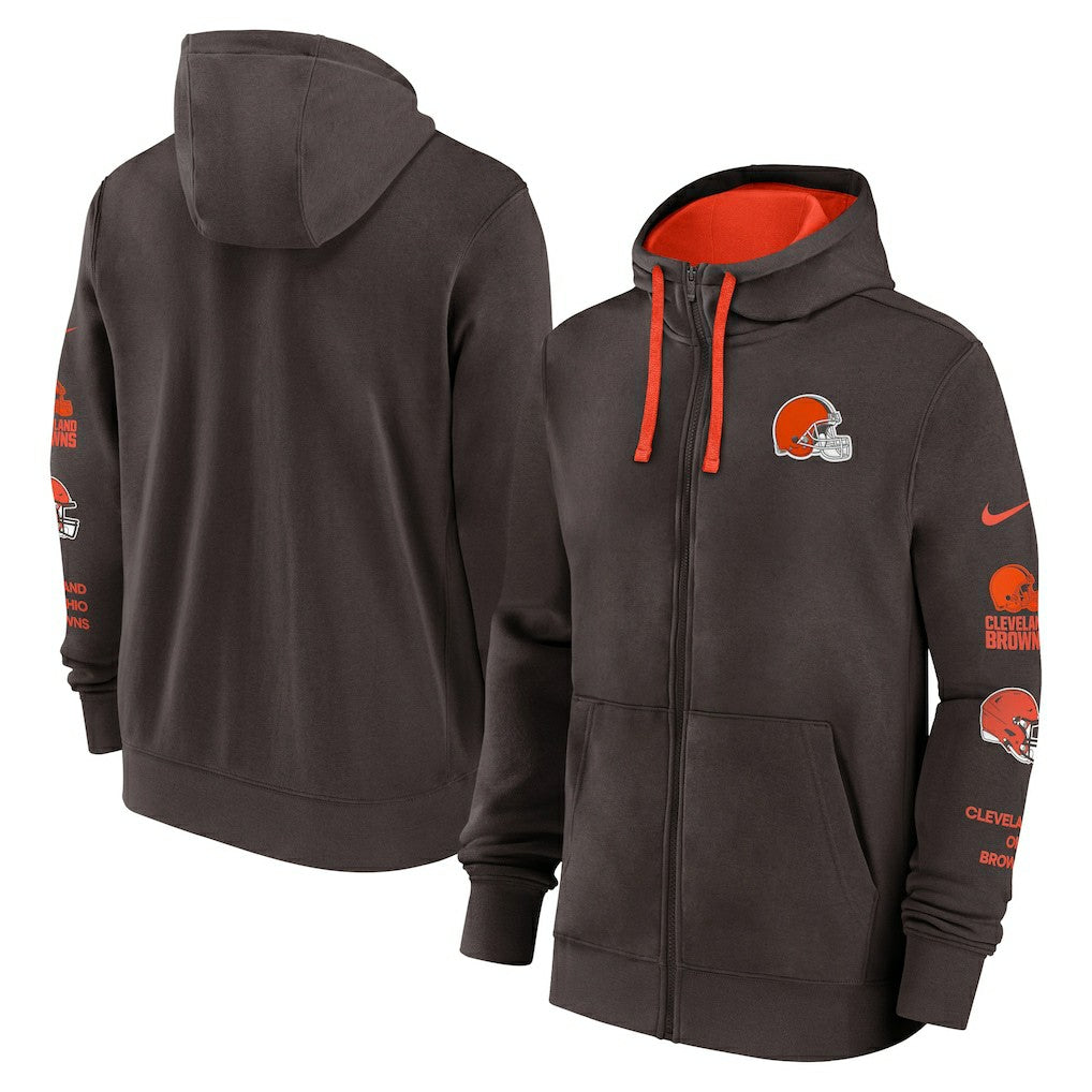 Cleveland Browns Primetime Club Full-Zip Hoodie Brown
