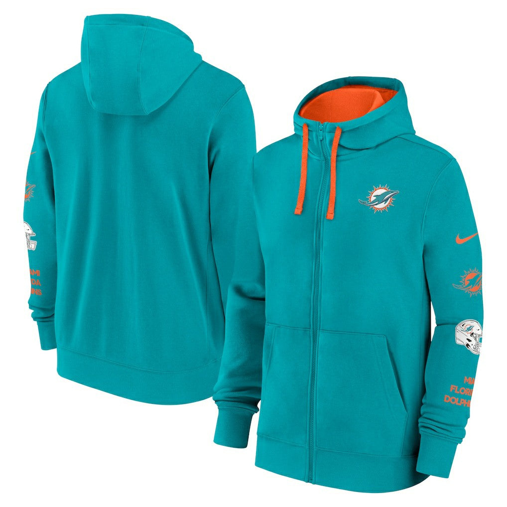 Miami Dolphins Primetime Club Full-Zip Hoodie Aqua