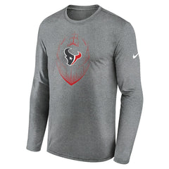 Houston Texans Icon Legend Performance Long Sleeve T-Shirt Heather Gray