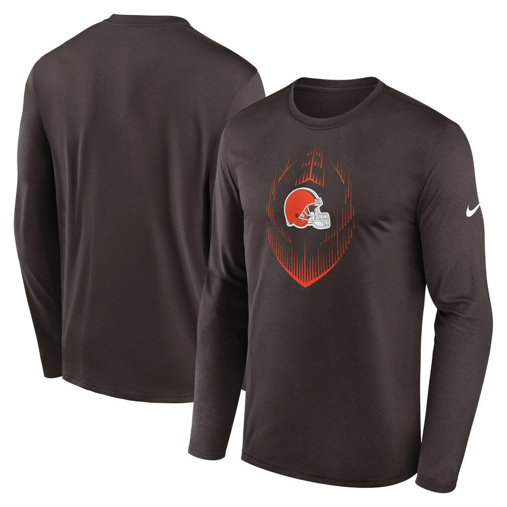 Cleveland Browns Icon Legend Performance Long Sleeve T-Shirt Brown