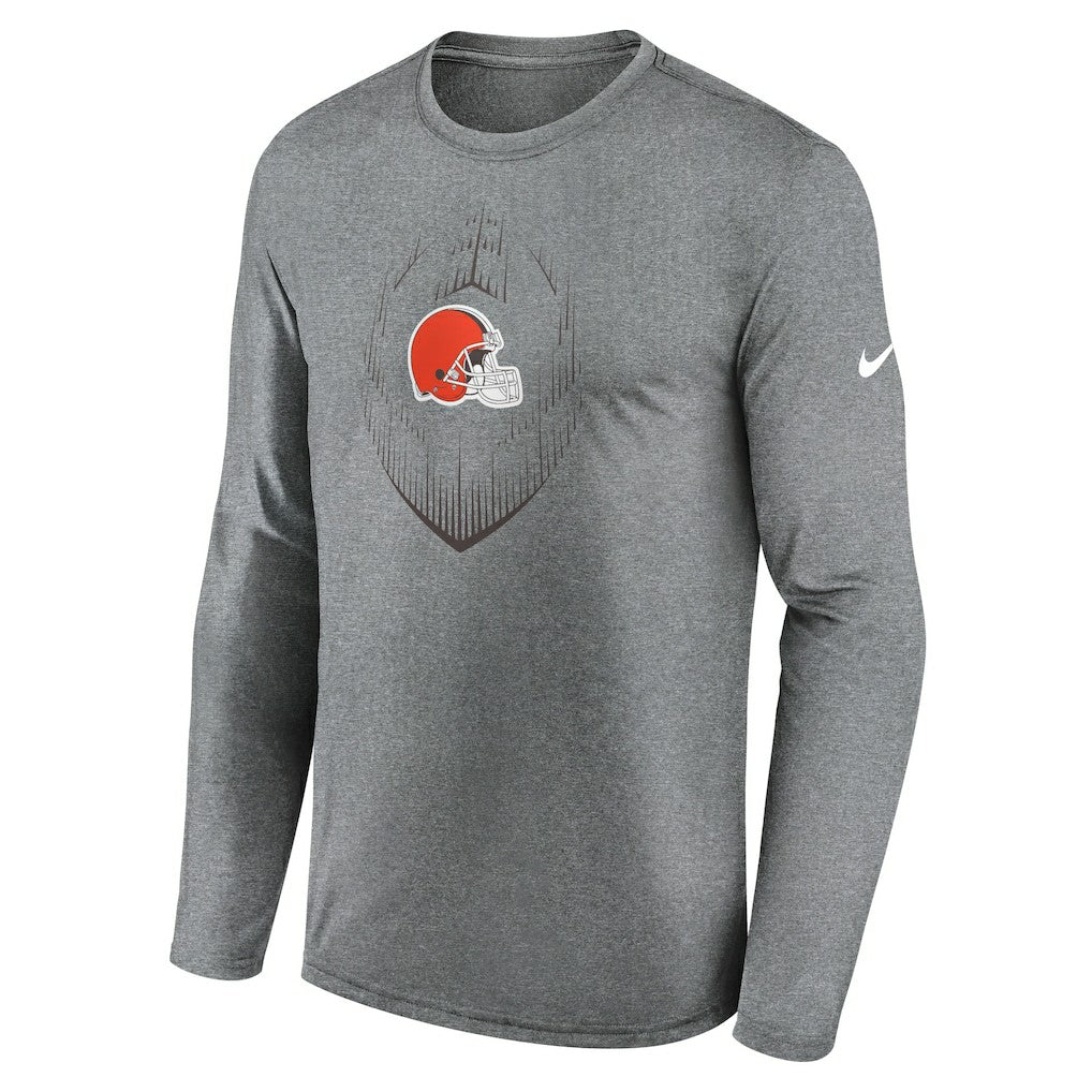Cleveland Browns Icon Legend Performance Long Sleeve T-Shirt Heather Gray