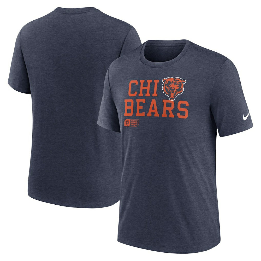 Chicago Bears Overlap Lockup Tri-Blend T-Shirt Navy
