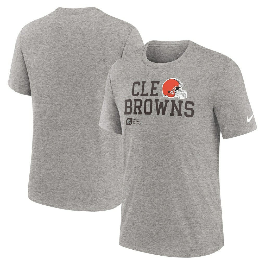Cleveland Browns Overlap Lockup Tri-Blend T-Shirt Heather Gray