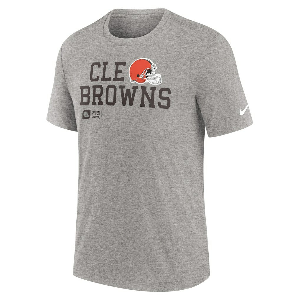 Cleveland Browns Overlap Lockup Tri-Blend T-Shirt Heather Gray