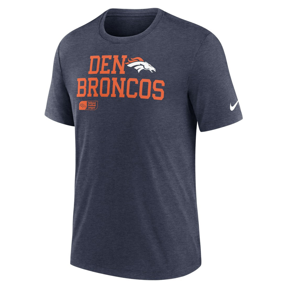 Denver Broncos Overlap Lockup Tri-Blend T-Shirt Navy