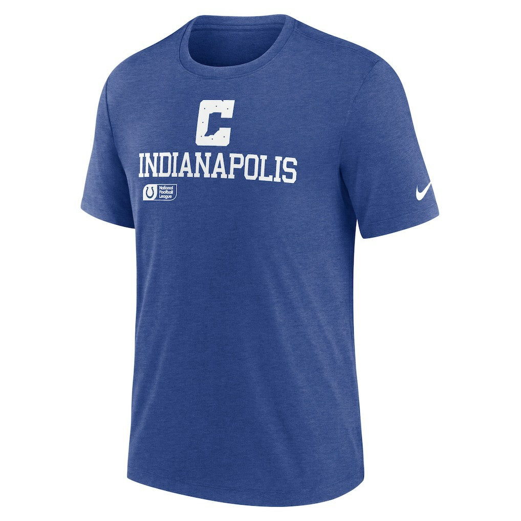 Indianapolis Colts Overlap Lockup Tri-Blend T-Shirt Royal
