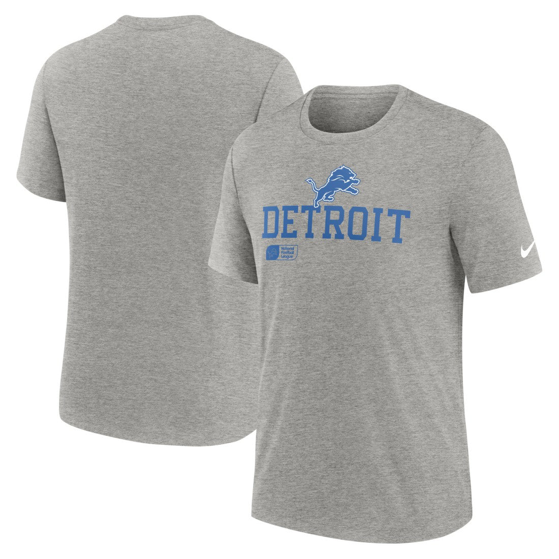 Detroit Lions Overlap Lockup Tri-Blend T-Shirt Heather Gray