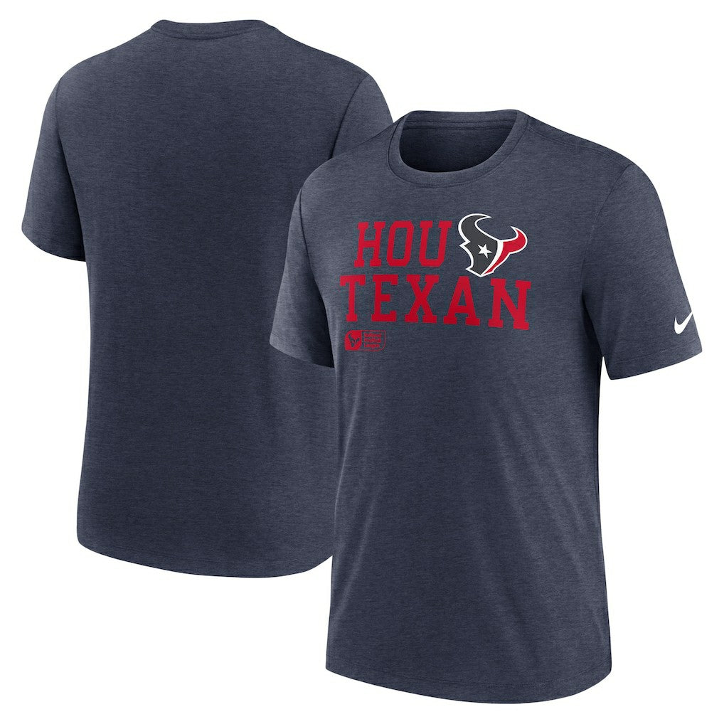Houston Texans Overlap Lockup Tri-Blend T-Shirt Navy