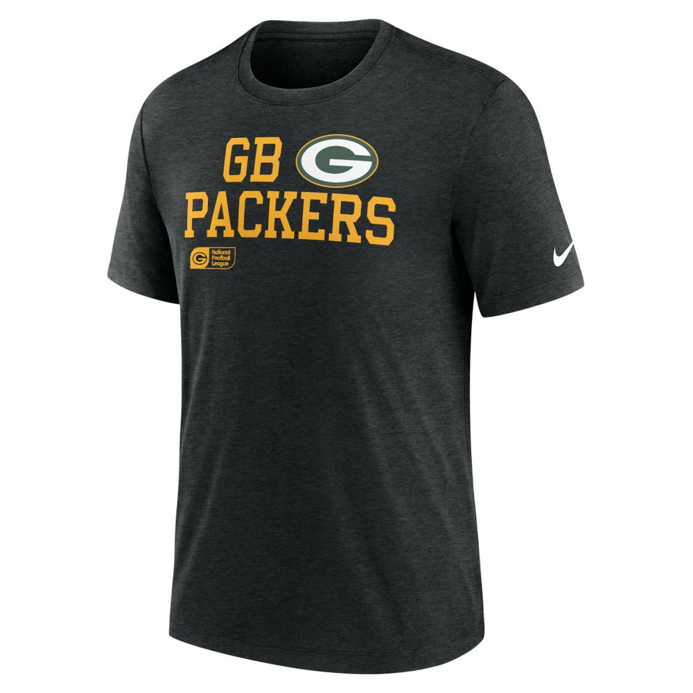 Green Bay Packers Overlap Lockup Tri-Blend T-Shirt Black