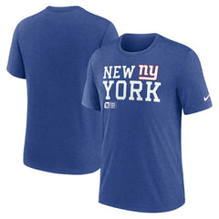 New York Giants Overlap Lockup Tri-Blend T-Shirt Royal
