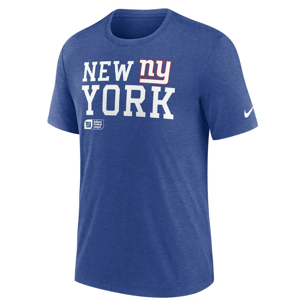 New York Giants Overlap Lockup Tri-Blend T-Shirt Royal