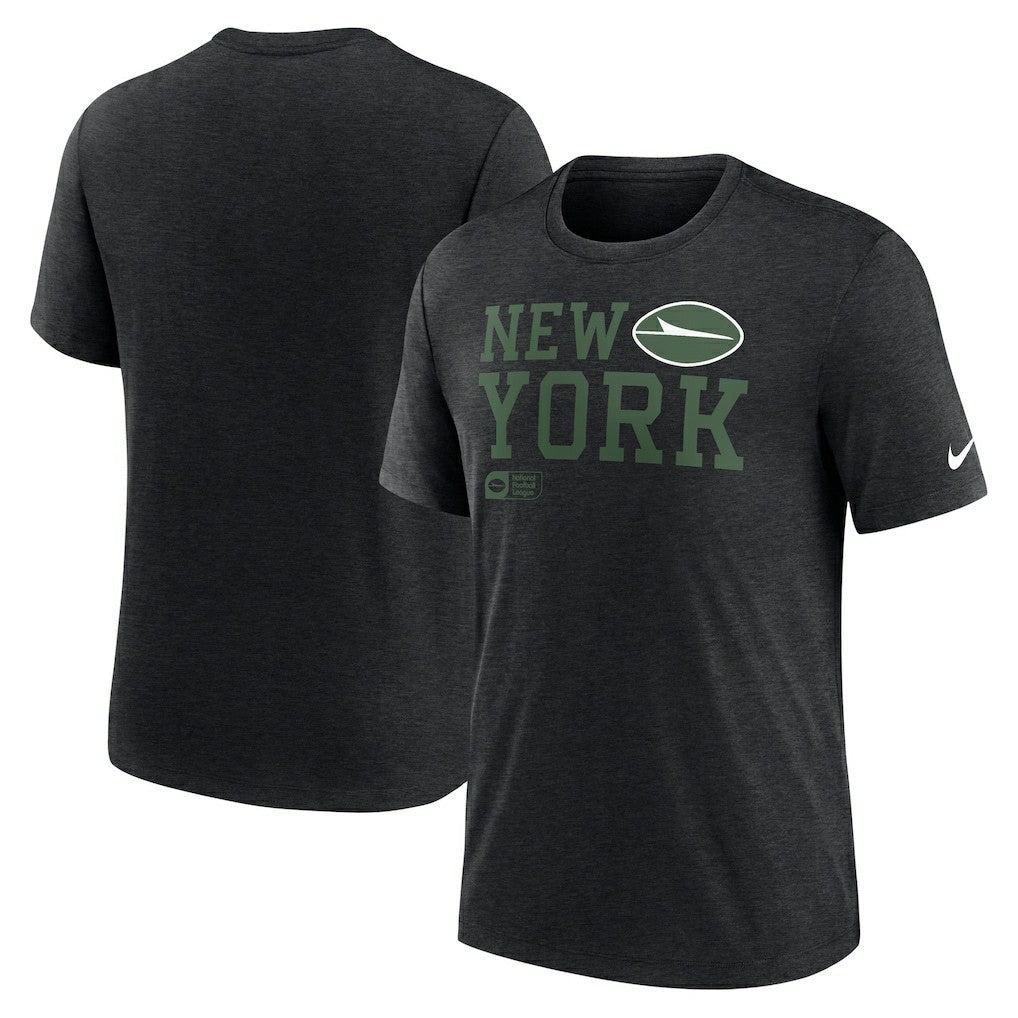 New York Jets Overlap Lockup Tri-Blend T-Shirt Black