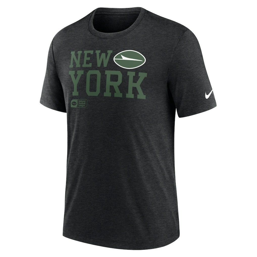 New York Jets Overlap Lockup Tri-Blend T-Shirt Black
