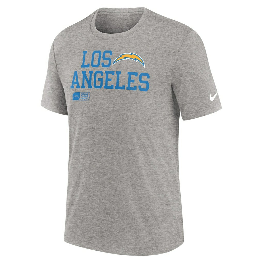 Los Angeles Chargers Overlap Lockup Tri-Blend T-Shirt Heather Gray