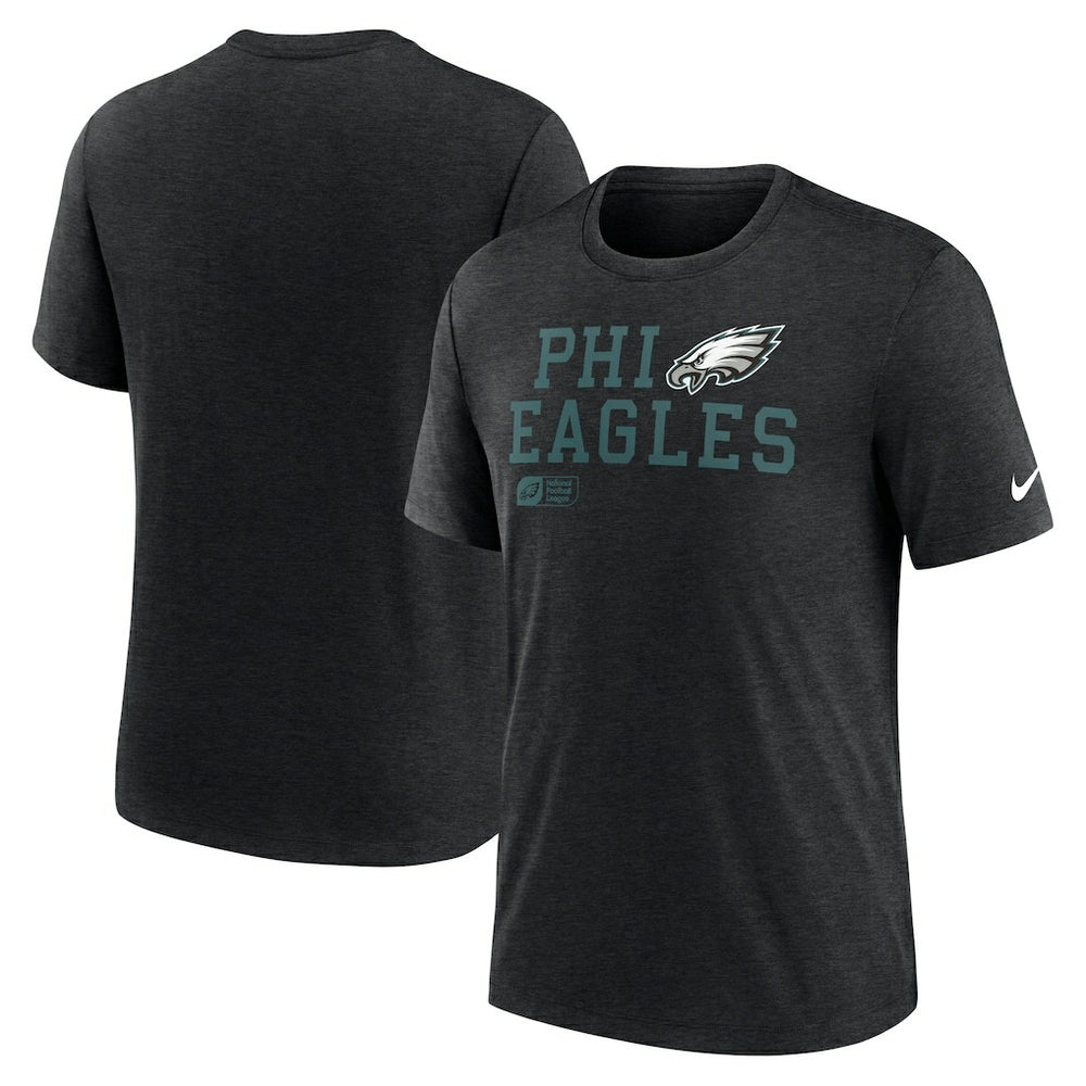 Philadelphia Eagles Overlap Lockup Tri-Blend T-Shirt Black