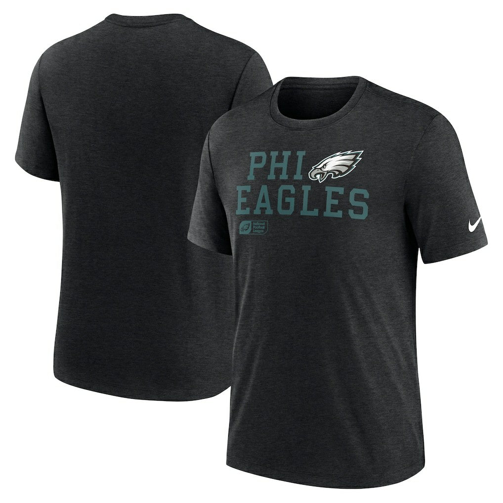 Philadelphia Eagles Overlap Lockup Tri-Blend T-Shirt Black