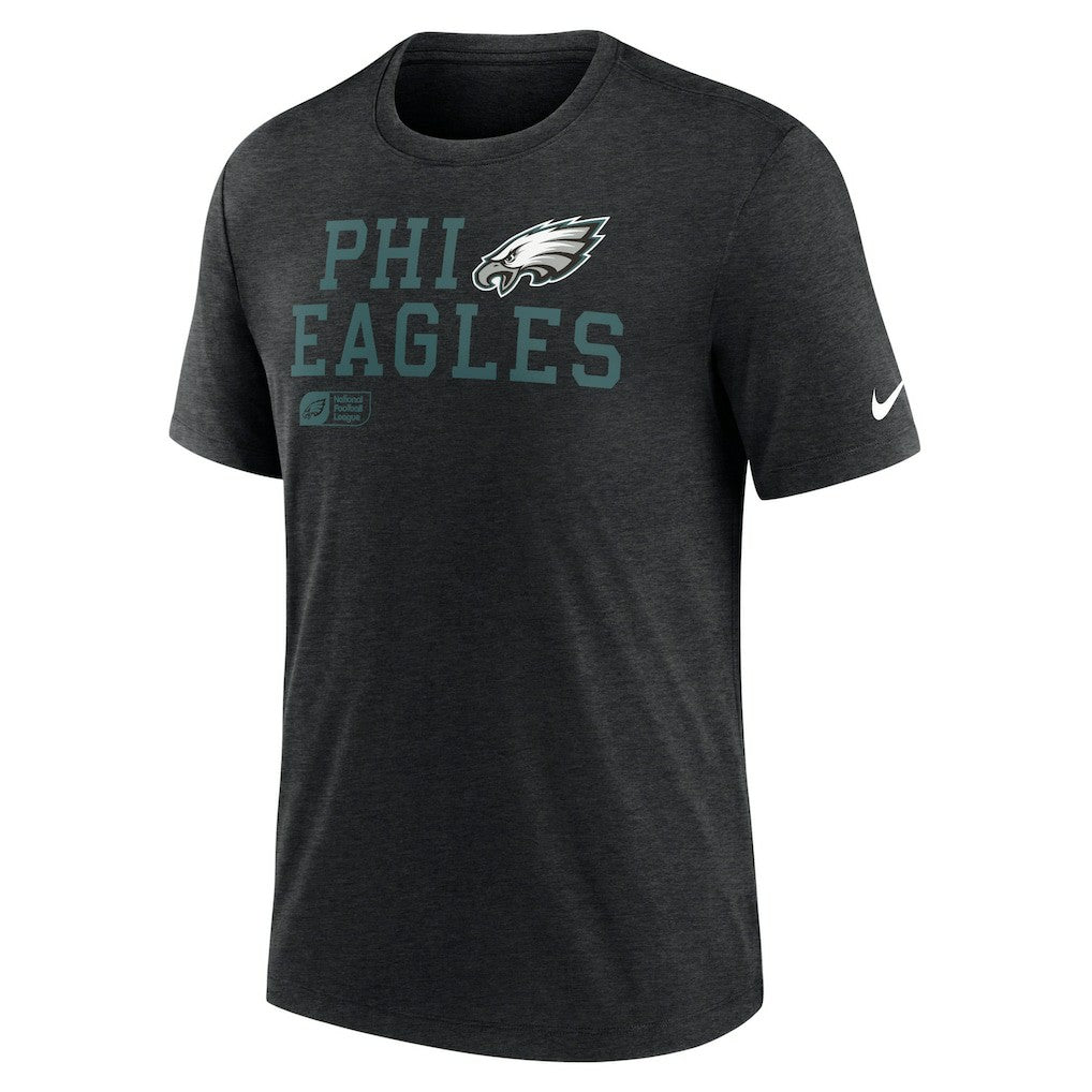 Philadelphia Eagles Overlap Lockup Tri-Blend T-Shirt Black