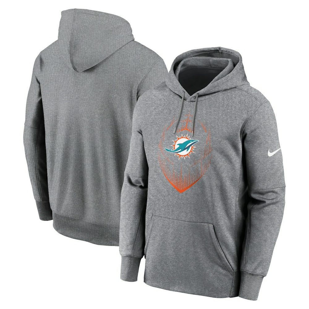 Miami Dolphins Icon Performance Pullover Hoodie Heather Gray