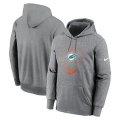 Miami Dolphins Icon Performance Pullover Hoodie Heather Gray