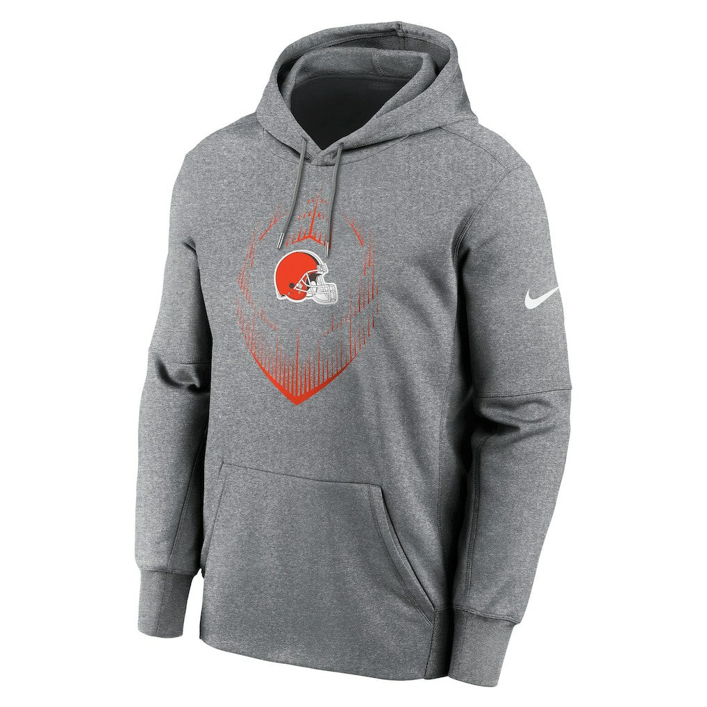 Cleveland Browns Icon Performance Pullover Hoodie Heather Gray