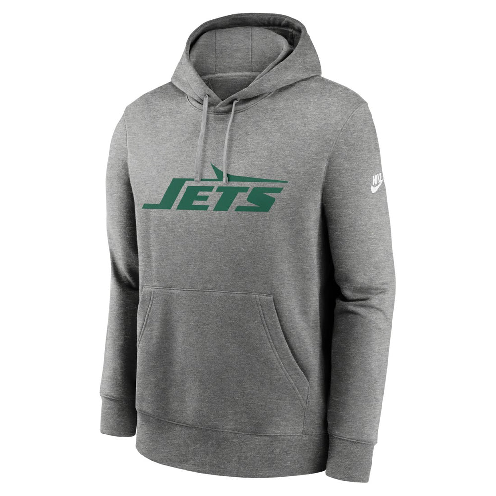 New York Jets Rewind Club Logo Pullover Hoodie Heather Gray