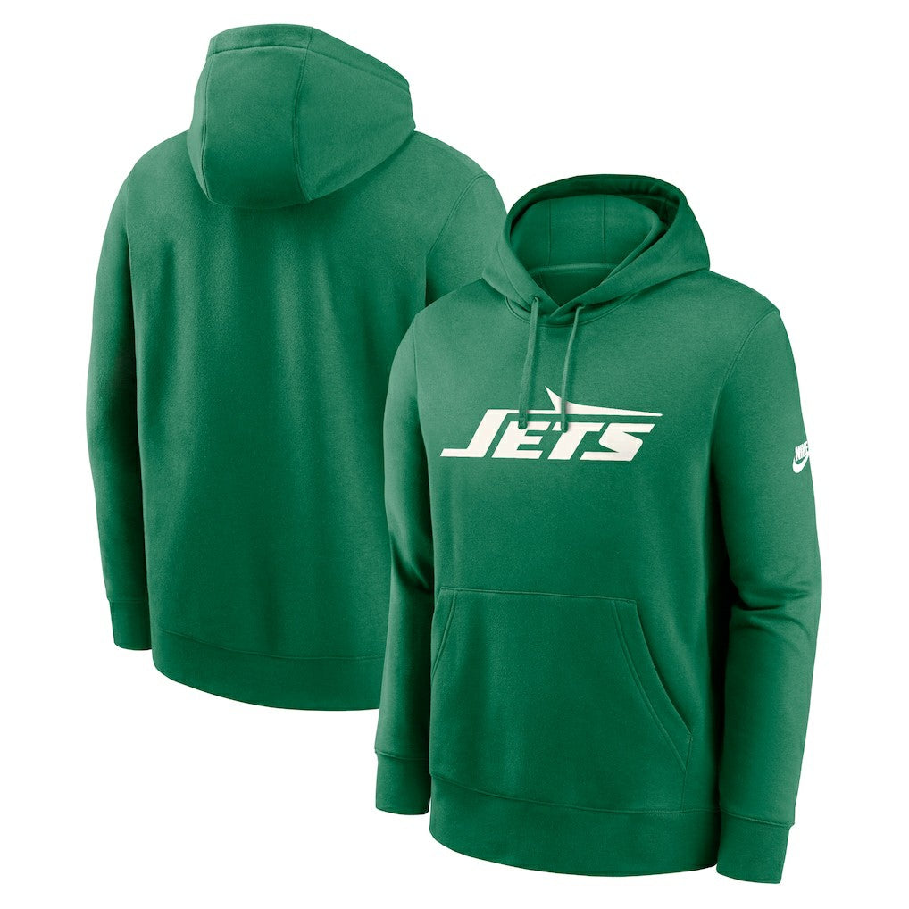 New York Jets Rewind Club Logo Pullover Hoodie Kelly Green