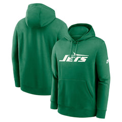 New York Jets Rewind Club Logo Pullover Hoodie Kelly Green