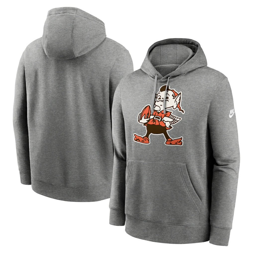 Cleveland Browns Rewind Club Logo Pullover Hoodie Heather Gray