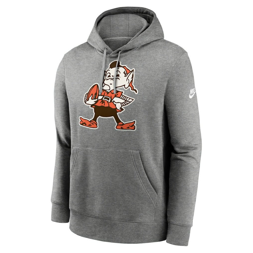 Cleveland Browns Rewind Club Logo Pullover Hoodie Heather Gray