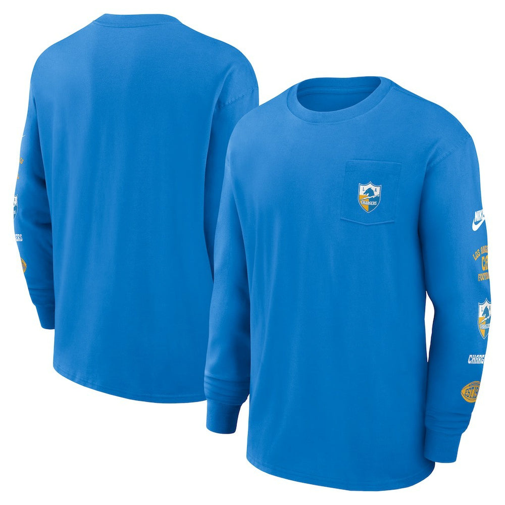 Los Angeles Chargers Rewind Heavy Max90 Pocket Long Sleeve T-Shirt Powder Blue