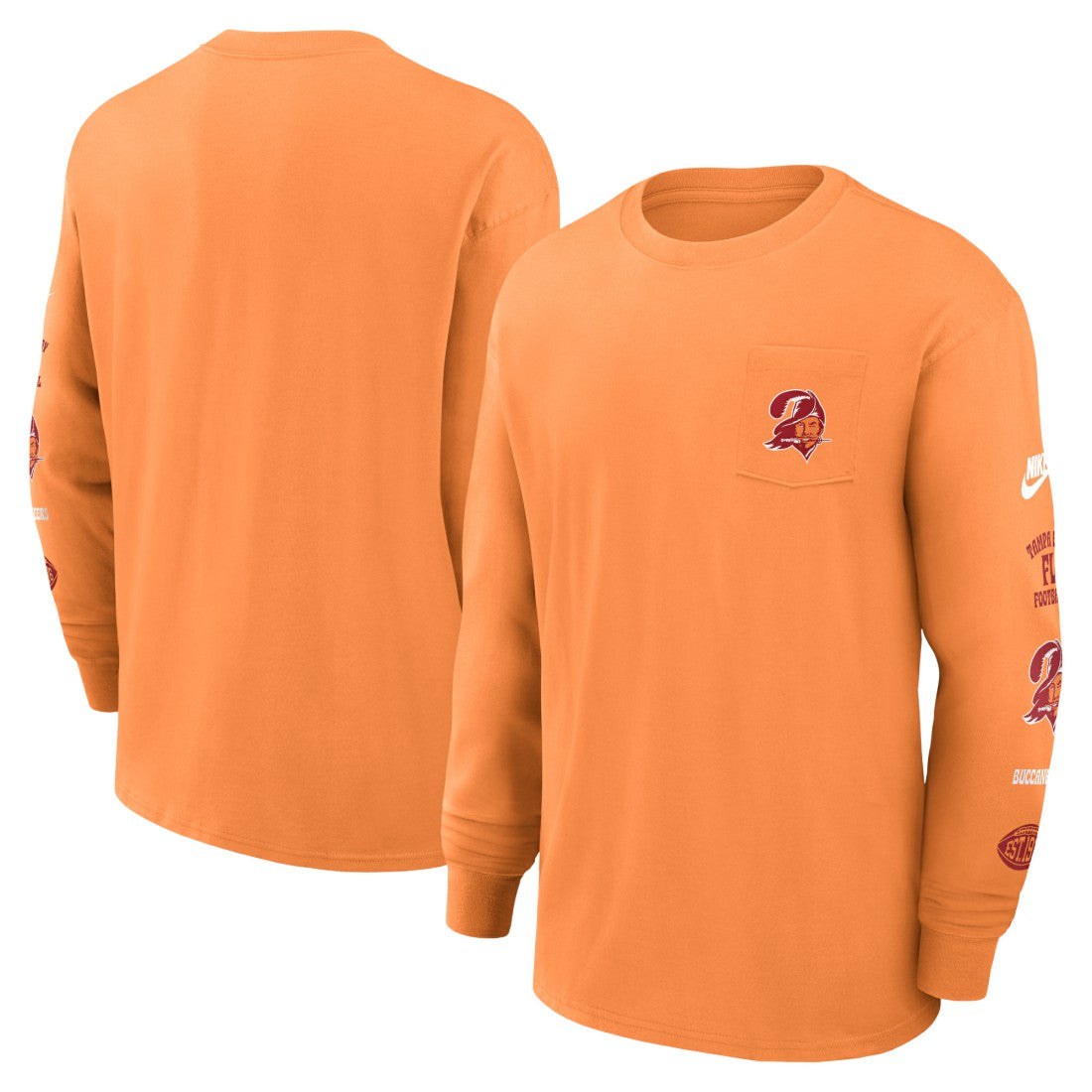 Tampa Bay Buccaneers Rewind Heavy Max90 Pocket Long Sleeve T-Shirt Orange